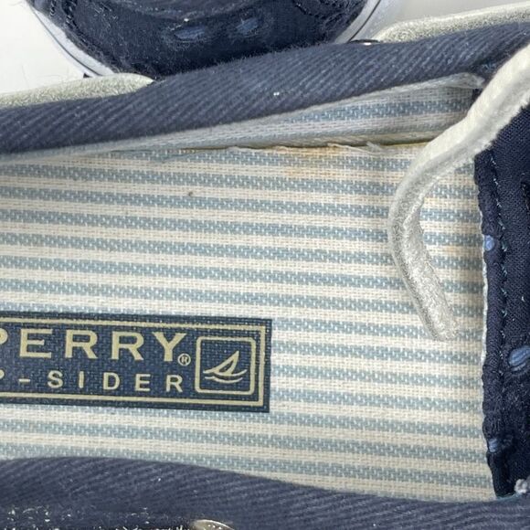 Sperry Womens Top Sider Lace Up Fashion Sneakers Eyelet Blue Deck Shoes US 7.5M - Picture 9 of 10